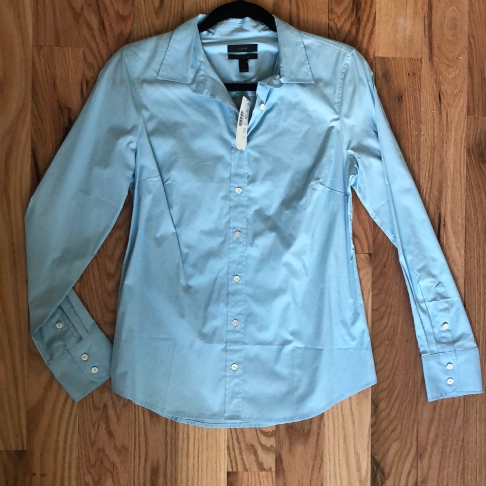 NWT Jcrew stretch perfect blue button down